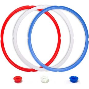 Silicone Sealing Ring for InstaPot - 3 Pcs Replacement Silicone Gasket Seal Rings with 3 Colors(Red, Clear and Blue) - Gasket Accessories for 5/6 Qt InstaPot