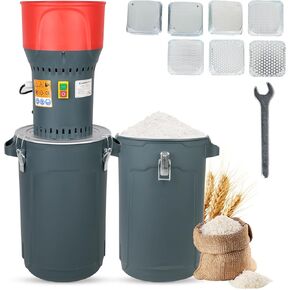 6.6 Gallons Corn Grinder Mill, Dry Grain Mill Grinder Electric, Grain Grinder Mill, Electric Food Mill, Farm Home Wheat Grinder for Spice Rice Feed Flour Cereals, 7 Sizes Sieves (25L)