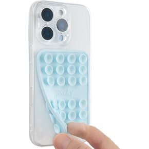 Silicone Suction Phone Case Adhesive Mount - Anti-Slip Holder, Hands-Free Fidget Toy, Phone Accessory for iPhone and Android - Sticky Grip for Selfies, Videos, and Tiktok - Baby Blue