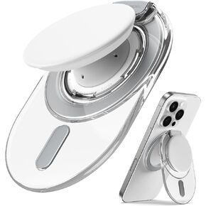 Sinjimoru for MagSafe Phone Grip, 2024 New Adjustable Stand with 3000G Soft Silicone Magnetic Grip Fits for iPhone Series, M-Tap Tok Stand Clear Black