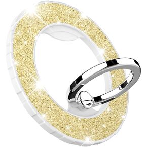 Magnetic Phone Ring Holder for magsafe, Glitter Magnetic Grip Compatible with iPhone 16 15 14 13 12 Pro max,Pro,Plus,Mini Mag Safe Accessories,Adjustable Kickstand,Silver