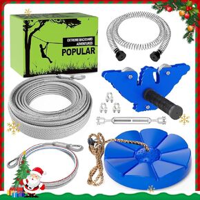 X XBEN Zip line Kits for Backyard, Zip Lines for Kid and Adult, Included Swing Seat, Ziplines Brake, and Steel Trolley, Outdoor Playground Equipment (75FT)