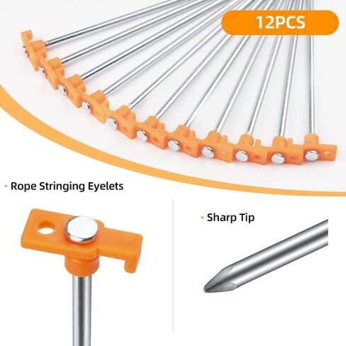 12PCS Tent Stakes Heavy Duty Camping Stakes,AVOFOREST 7.1 Inch Non-Rust Metal Tent Pegs Ground Stakes Tent Spikes Camping,Garden,Hiking Orange in Saudi Arabia