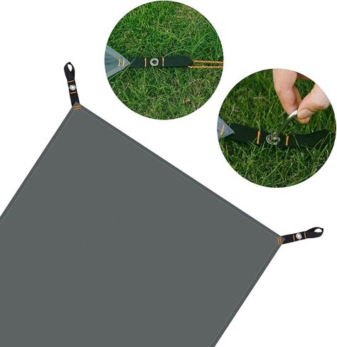 مجموعة أودولاند للتخييم ببصمة القدم وحصص الخيمة، قماش القنب المقاوم للماء مع حقيبة حمل تحت الخيمة، بصمة خيمة خفيفة للغاية للتخييم على الأرض والمشي لمسافات طويلة in Kuwait