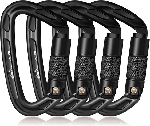 Auto Locking Carabiner 25KN Climbing Carabiner Large Carabiner Clip Obtained UIAA Certification Heavy Duty Carabiners Suitable for Rock Climbing, Camping, Gym,Rescue Black in Saudi Arabia