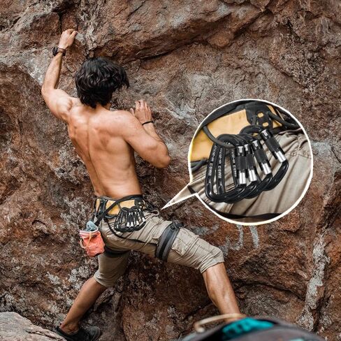 Auto Locking Carabiner 25KN Climbing Carabiner Large Carabiner Clip Obtained UIAA Certification Heavy Duty Carabiners Suitable for Rock Climbing, Camping, Gym,Rescue Black in Saudi Arabia