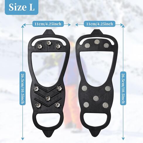 Non Slip Gripper Spikes for Shoes, Ice Snow Grips Traction Cleats with 8/30 Steel Studs Crampon for Walking On Snow and Ice in Kuwait