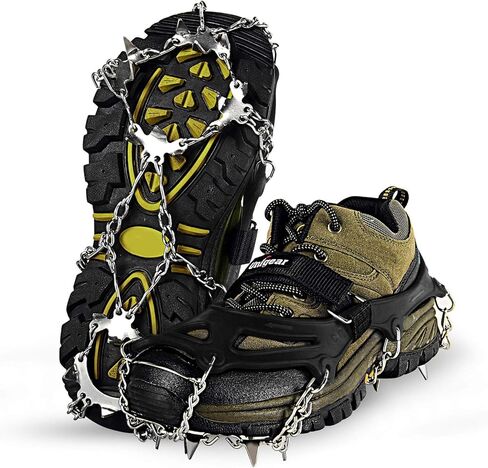 Unigear Crampons لأحذية المشي لمسافات طويلة، مرابط الثلج للجر مع 18 مسمارًا للمشي والركض والتسلق والمشي لمسافات طويلة in Saudi Arabia