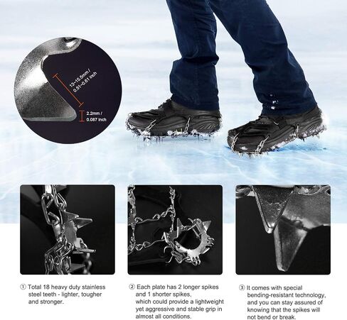 Unigear Crampons لأحذية المشي لمسافات طويلة، مرابط الثلج للجر مع 18 مسمارًا للمشي والركض والتسلق والمشي لمسافات طويلة in Saudi Arabia
