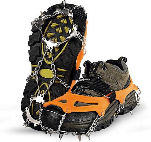 Unigear Crampons لأحذية المشي لمسافات طويلة، مرابط الثلج للجر مع 18 مسمارًا للمشي والركض والتسلق والمشي لمسافات طويلة in Saudi Arabia