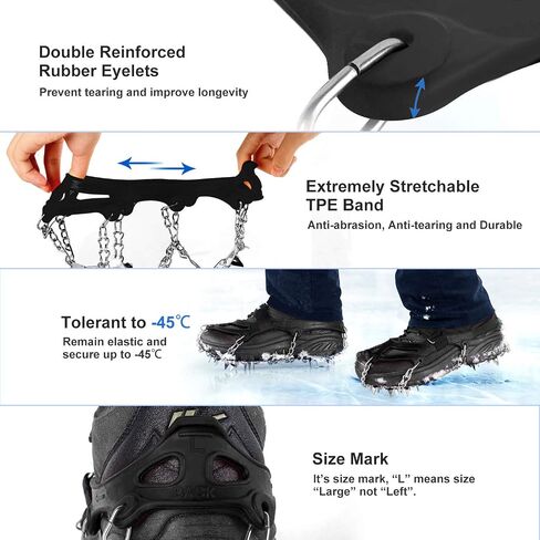 Unigear Crampons لأحذية المشي لمسافات طويلة، مرابط الثلج للجر مع 18 مسمارًا للمشي والركض والتسلق والمشي لمسافات طويلة in Saudi Arabia