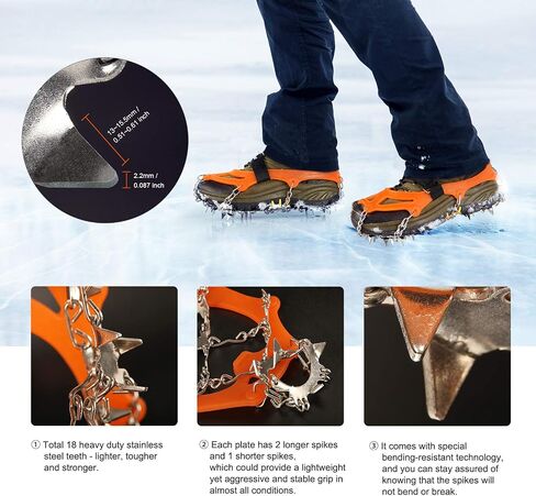 Unigear Crampons لأحذية المشي لمسافات طويلة، مرابط الثلج للجر مع 18 مسمارًا للمشي والركض والتسلق والمشي لمسافات طويلة in Saudi Arabia