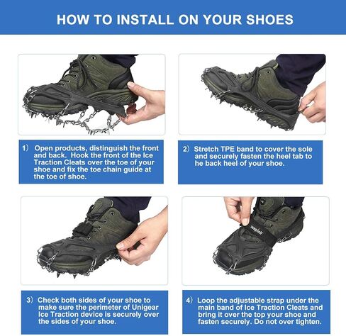 Unigear Crampons لأحذية المشي لمسافات طويلة، مرابط الثلج للجر مع 18 مسمارًا للمشي والركض والتسلق والمشي لمسافات طويلة in Saudi Arabia