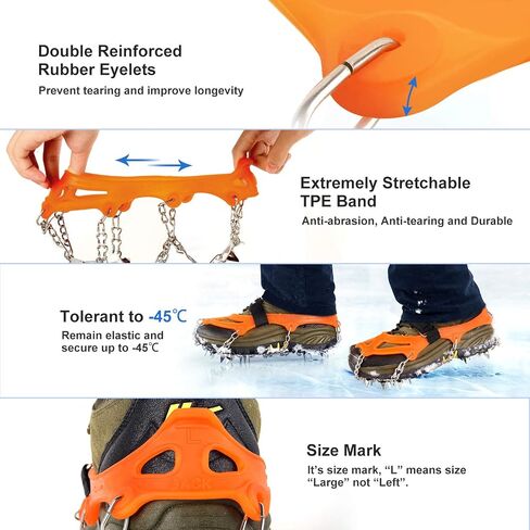 Unigear Crampons لأحذية المشي لمسافات طويلة، مرابط الثلج للجر مع 18 مسمارًا للمشي والركض والتسلق والمشي لمسافات طويلة in Saudi Arabia