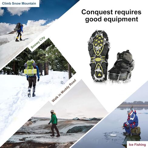 Unigear Crampons لأحذية المشي لمسافات طويلة، مرابط الثلج للجر مع 18 مسمارًا للمشي والركض والتسلق والمشي لمسافات طويلة in Saudi Arabia