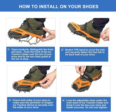 Unigear Crampons لأحذية المشي لمسافات طويلة، مرابط الثلج للجر مع 18 مسمارًا للمشي والركض والتسلق والمشي لمسافات طويلة in Saudi Arabia