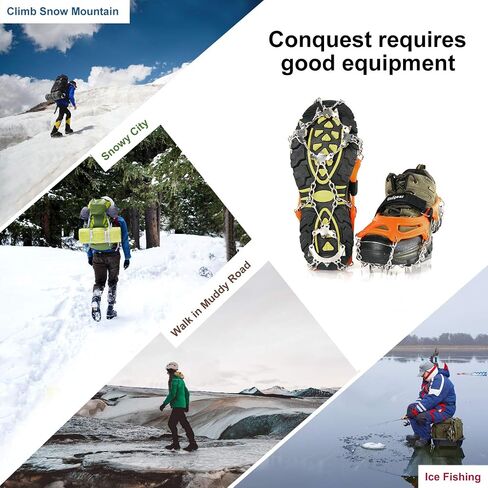 Unigear Crampons لأحذية المشي لمسافات طويلة، مرابط الثلج للجر مع 18 مسمارًا للمشي والركض والتسلق والمشي لمسافات طويلة in Saudi Arabia