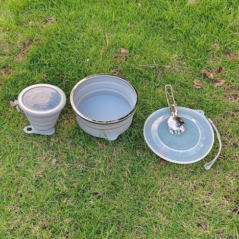 Mess Kit for Camping 2 Pack | Silicone Collapsible Bowl, Collapsible Cup, Stainless Steel Spoon, Backpacking Outdoor Hiking Traveling and Picnic in Saudi Arabia