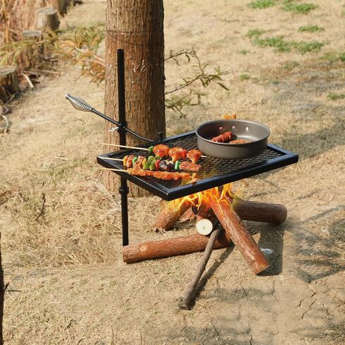 REDCAMP Swivel Campfire Grill Heavy Duty Steel Grate, Over Fire Camp Grill with Carrying Bag for Outdoor Open Flame Cooking in Saudi Arabia