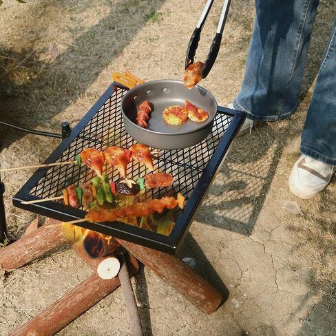 REDCAMP Swivel Campfire Grill Heavy Duty Steel Grate, Over Fire Camp Grill with Carrying Bag for Outdoor Open Flame Cooking in Saudi Arabia