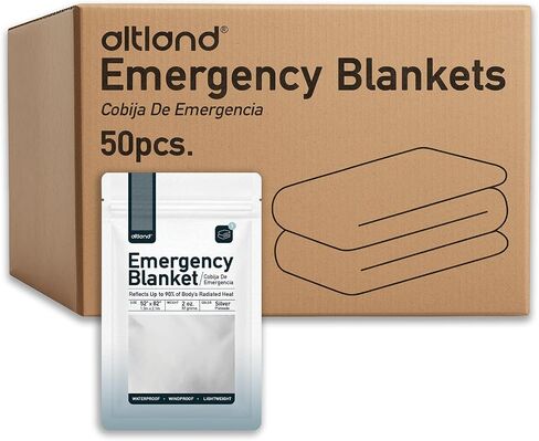 Altland 50 Pack of Emergency Blankets - Individually Packaged Silver Mylar Blankets in Saudi Arabia