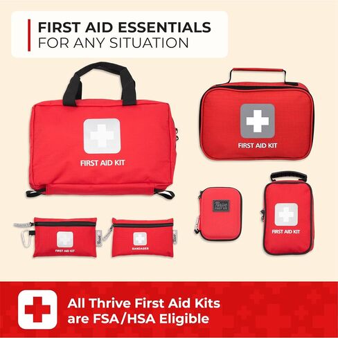 Thrive Home Essentials First Aid Kit (291 Pieces) - First Aid Bag with Multi-Sized Bandage, Gauze, Wipes, Scissors, Gloves, Tape, Ice Pack and More in Saudi Arabia