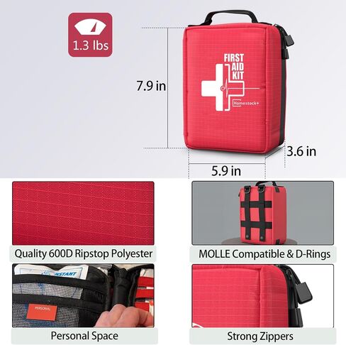 First Aid Kit, Professional Trauma First Aid Kit with Labelled Compartments Molle System for Car, Hiking, Backpacking, Camping, Traveling, and Cycling in Kuwait