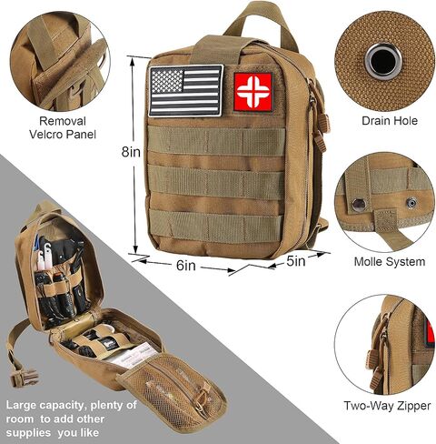 Survival Kit and First Aid Kit, 142Pcs Professional Survival Gear and Equipment with Molle Pouch, for Men Dad Husband Who Likes Camping Outdoor Adventure… in Saudi Arabia