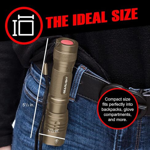 GearLight LED Tactical Flashlights High Lumens - Mini Flashlights for EDC Carry - Compact Powerful Emergency Flashlight Made from Military-Grade Aluminum - Drop Resistant and Water Resistant in Kuwait