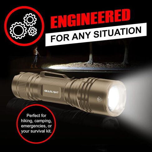 GearLight LED Tactical Flashlights High Lumens - Mini Flashlights for EDC Carry - Compact Powerful Emergency Flashlight Made from Military-Grade Aluminum - Drop Resistant and Water Resistant in Kuwait