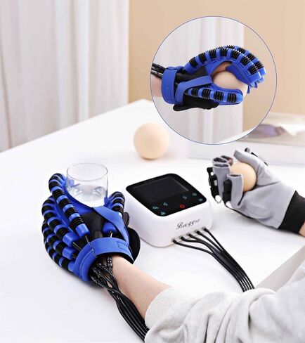 2023 New Rehabilitation Robot Gloves for Stroke Recovery - 5 Workout Modes, Custom Time Settings, Rechargeable Finger Rehab Trainer - Orange Left Hand Medium in Saudi Arabia