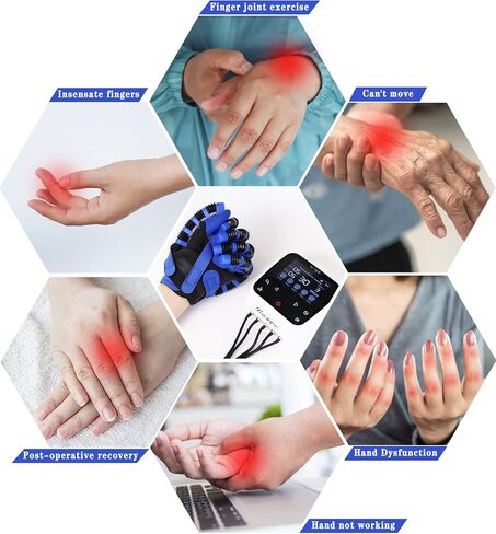 2023 New Rehabilitation Robot Gloves for Stroke Recovery - 5 Workout Modes, Custom Time Settings, Rechargeable Finger Rehab Trainer - Orange Left Hand Medium in Saudi Arabia
