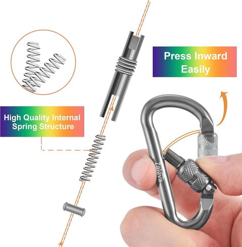 6pcs 2"D-Clip Durable Locking Carabiner Keychain Clip with Hook in Saudi Arabia