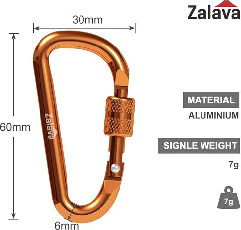 6pcs 2"D-Clip Durable Locking Carabiner Keychain Clip with Hook in Saudi Arabia