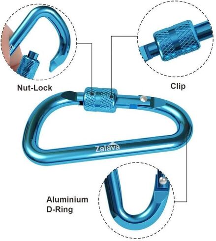 6pcs 2"D-Clip Durable Locking Carabiner Keychain Clip with Hook in Saudi Arabia