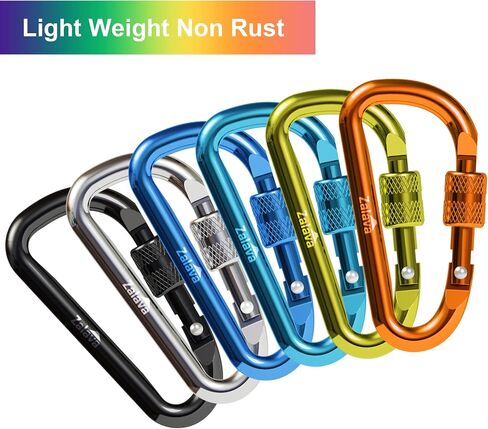 6pcs 2"D-Clip Durable Locking Carabiner Keychain Clip with Hook in Saudi Arabia