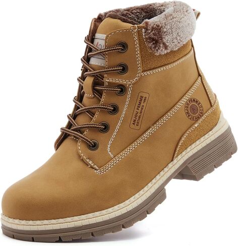 ANJOUFEMME Womens Hiking Snow Winter Boots - Waterproof Work Ankle Boots for Women Comfortable Warm Fur Boots for Backpacking Cycling in Kuwait