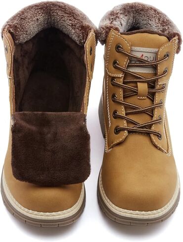 ANJOUFEMME Womens Hiking Snow Winter Boots - Waterproof Work Ankle Boots for Women Comfortable Warm Fur Boots for Backpacking Cycling in Kuwait