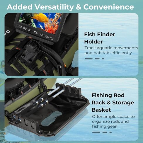 GYMAX Fishing Float Tube, Inflatable Belly Boat with Fish Finder Holder, Rod Rack, Fish Ruler, Manual Pump & Detachable Storage Boxes, Portable Backpack Float Tubes for Adults in Kuwait