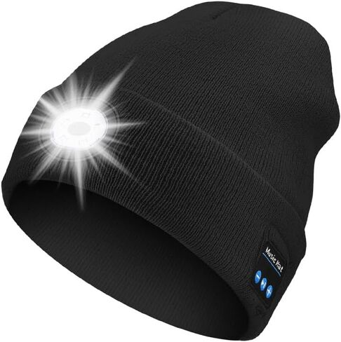 Rotibox Bluetooth Beanie with Light, Unisex USB Rechargeable 4 LED Headlamp Hat with Wireless Headphones in Kuwait