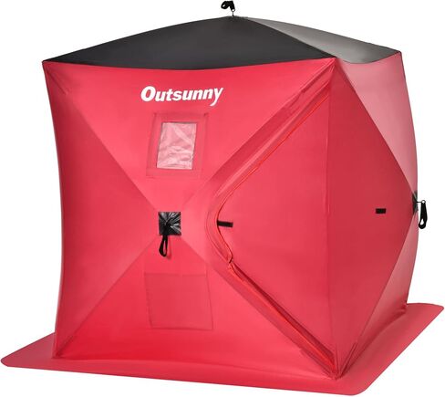 Outsunny Ice Fishing Shelter, Pop-up Ice Fishing Tent, Ice Shanty, Portable and Insulated, with 2 Doors and Carrying Bag in Saudi Arabia