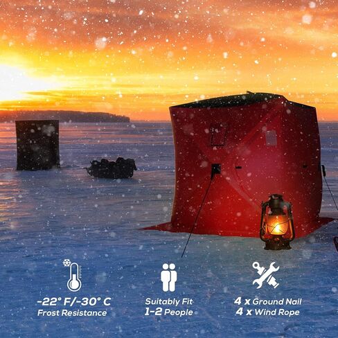 Outsunny Ice Fishing Shelter, Pop-up Ice Fishing Tent, Ice Shanty, Portable and Insulated, with 2 Doors and Carrying Bag in Saudi Arabia