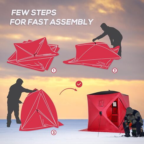 Outsunny Ice Fishing Shelter, Pop-up Ice Fishing Tent, Ice Shanty, Portable and Insulated, with 2 Doors and Carrying Bag in Saudi Arabia