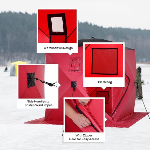 Outsunny Ice Fishing Shelter, Pop-up Ice Fishing Tent, Ice Shanty, Portable and Insulated, with 2 Doors and Carrying Bag in Saudi Arabia