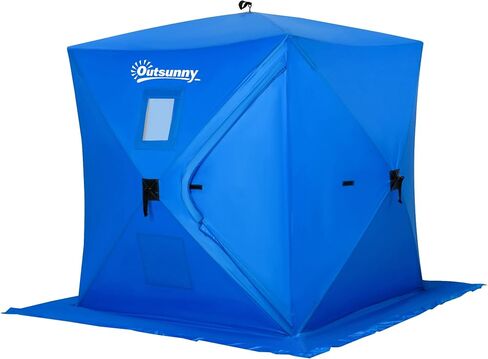 Outsunny Ice Fishing Shelter, Pop-up Ice Fishing Tent, Ice Shanty, Portable and Insulated, with 2 Doors and Carrying Bag in Saudi Arabia