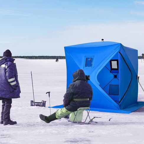 Outsunny Ice Fishing Shelter, Pop-up Ice Fishing Tent, Ice Shanty, Portable and Insulated, with 2 Doors and Carrying Bag in Saudi Arabia