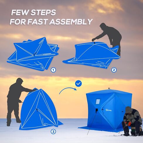 Outsunny Ice Fishing Shelter, Pop-up Ice Fishing Tent, Ice Shanty, Portable and Insulated, with 2 Doors and Carrying Bag in Saudi Arabia