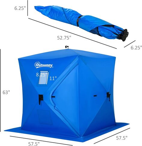 Outsunny Ice Fishing Shelter, Pop-up Ice Fishing Tent, Ice Shanty, Portable and Insulated, with 2 Doors and Carrying Bag in Saudi Arabia