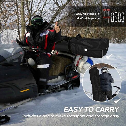 Outsunny Ice Fishing Shelter, Pop-up Ice Fishing Tent, Ice Shanty, Portable and Insulated, with 2 Doors and Carrying Bag in Saudi Arabia