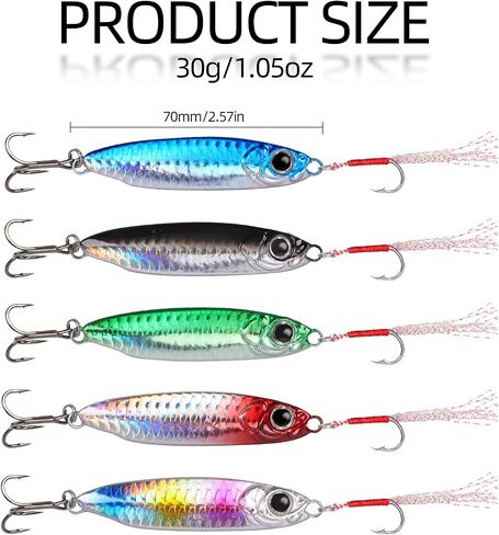 Saltwater Jigs Fishing Lures with Ultra-Sharp Hooks, Saltwater Spoon Lure for Tuna Salmon Grouper, Sea Fishing Jigging Lure, Trolling Spoon for Bass Fishing in Kuwait